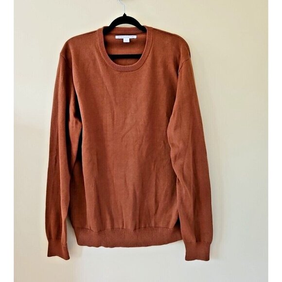 Amazon Essential Sweater Mens XL Toffee Brown Long Sleeve Cotton Knit Crewneck - Picture 13 of 15